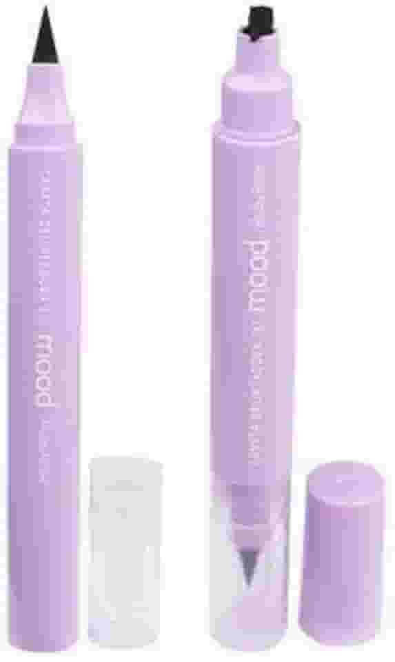 Delineador Carimbo 2 em 1 Ruby Rose - Caneta Delineadora Mood, Preto Intenso, Alta Durabilidade, Praticidade, HB-519