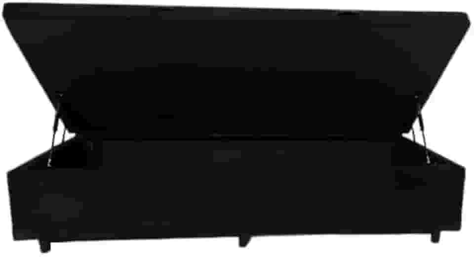 Cama Box Baú Solteiro Bom Sonho Suede Preto com Pistões a Gás