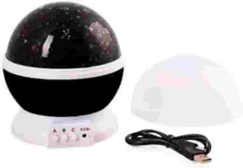 Luminária Projetor Estrela 360° Star Night Light LED Rotativo Colorido - Céu Estrelado, Lua e Galáxia para Quarto Infantil, Ambiente Relaxante e Decoração (Preto)