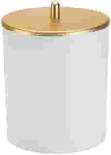 Lixeira de Cozinha Escritório Banheiro 5L Tampa Inox - SELLNEEDS (Branco com dourado)