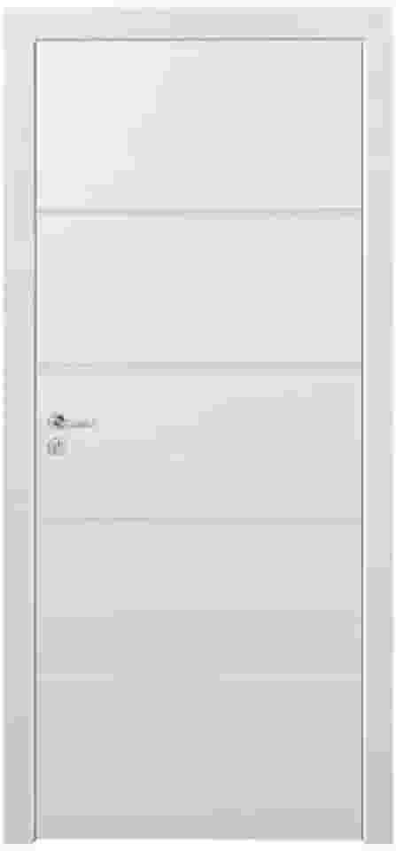 Kit Porta de Madeira 210x80cm Frisada Laqueada Direita Moldufama Branco