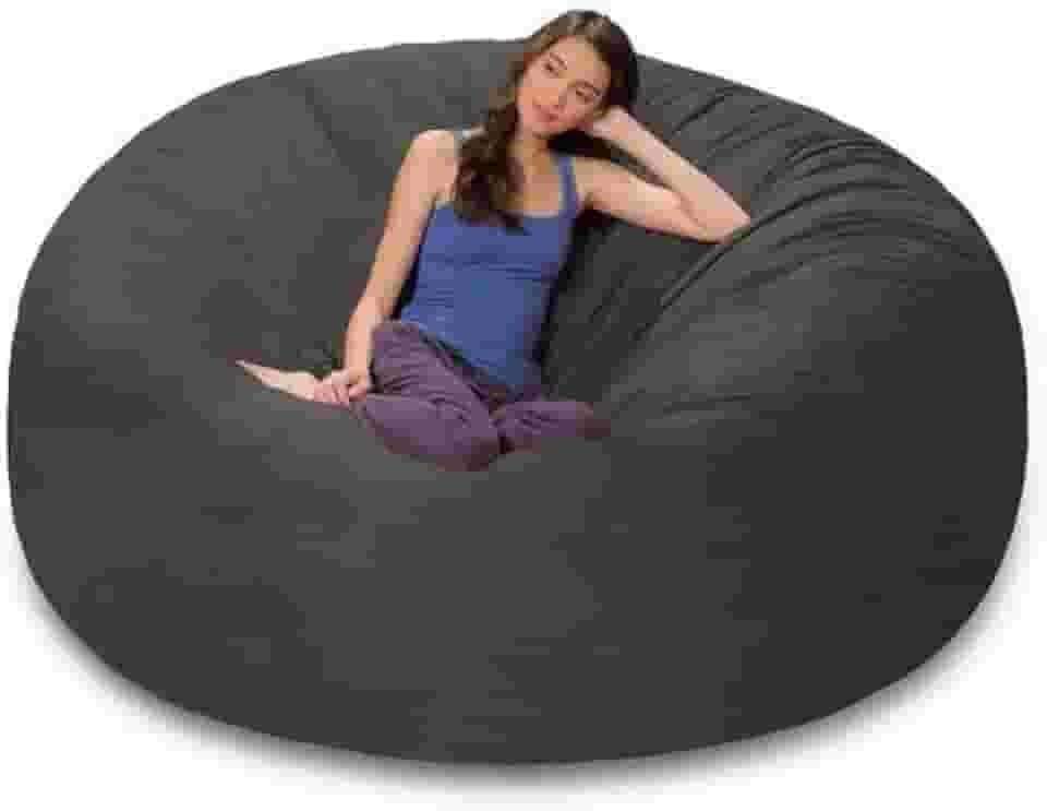 Puff Gigante Redondo Sem Enchimento Em Suede 1.40m P/Sala