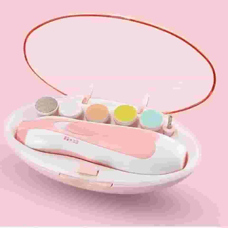 Cortador Aparador Lixa de Unha de Bebê Recém Nascido Elétrico com lixas para diversas idades até adulto (Rosa)