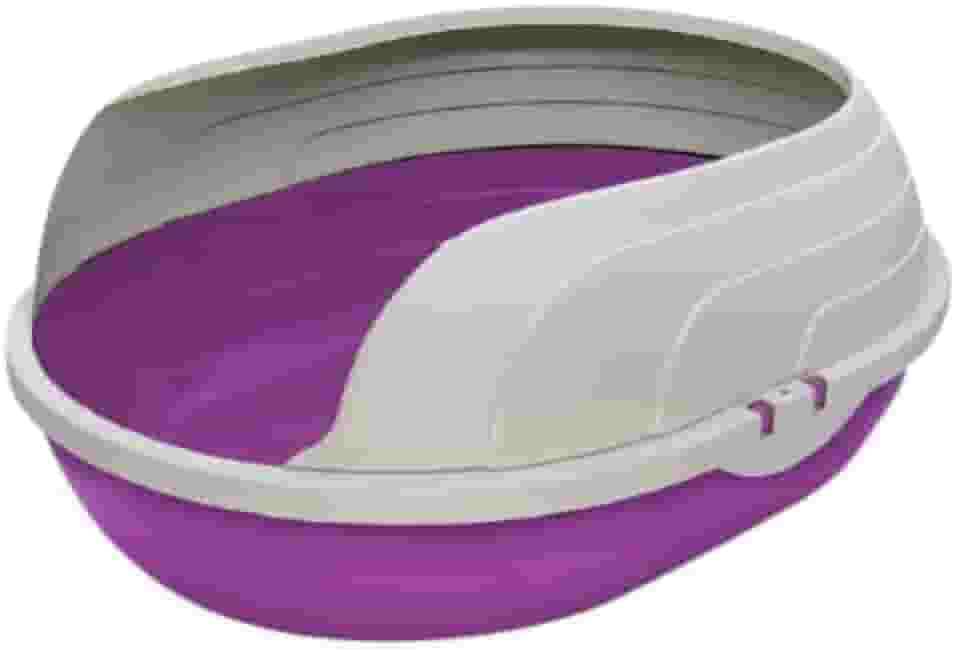 Banheira para Gatos Grande com Arco, Rosa e Preto, 47x38cm, Bandeja Removível