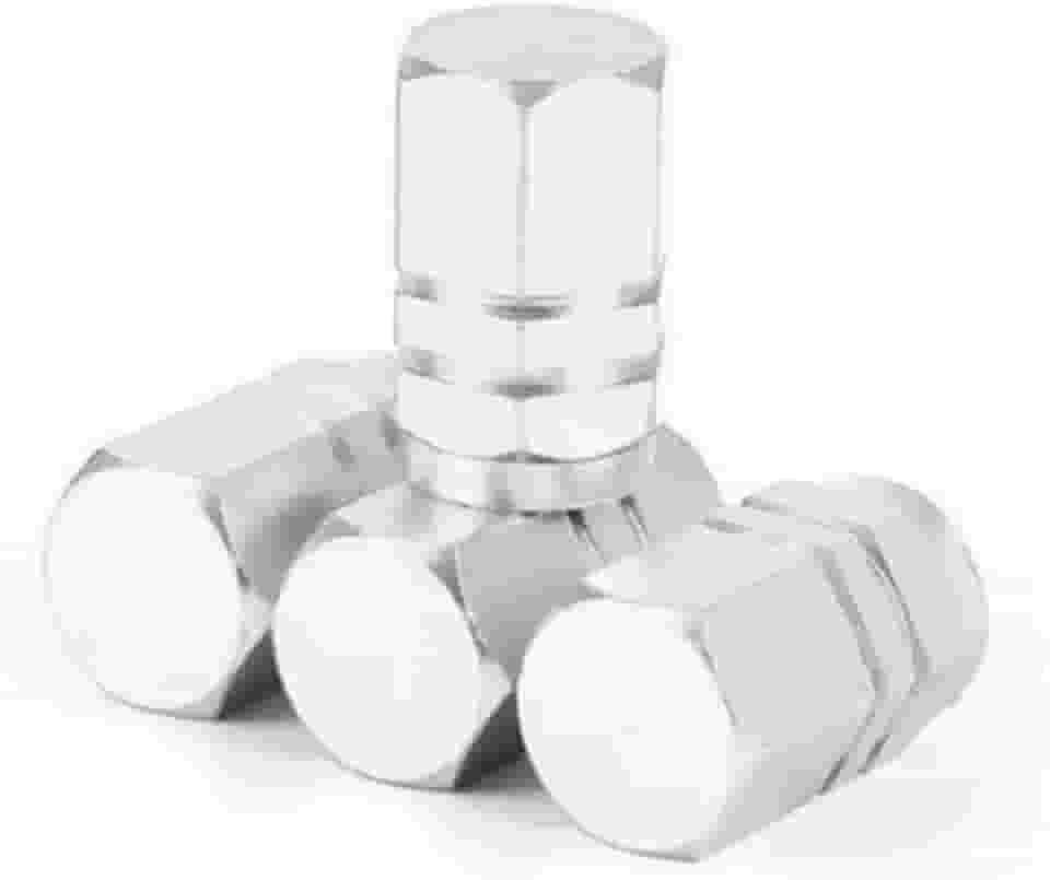 Kit 4 Tampas Válvula Pneu Fluorescente Luminoso Noturno Universal Carro, Moto, Bike Acessório para Proprietários de Veículos(Alumínio - Prata)