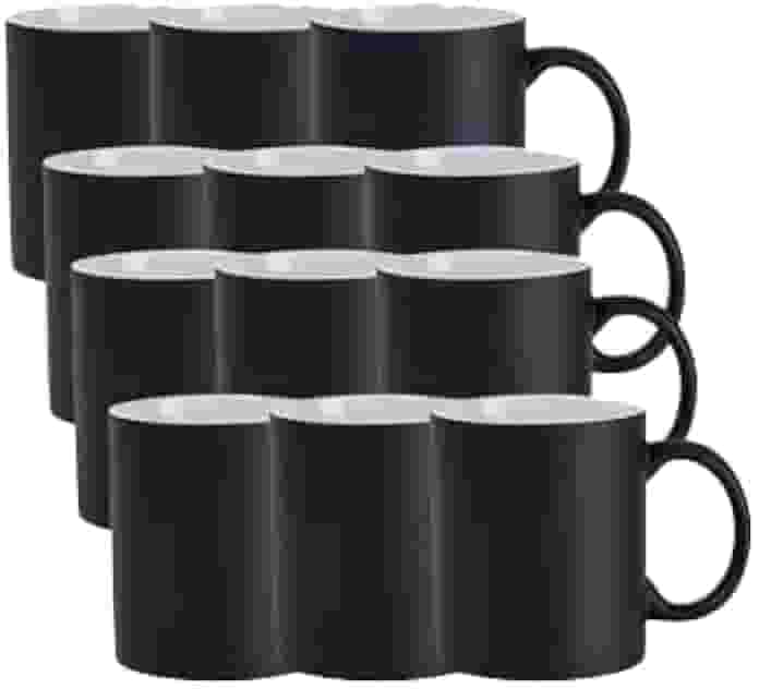 Kit 12 Caneca Para Sublimação Mágica Preto Fosca 325ml Metalnox