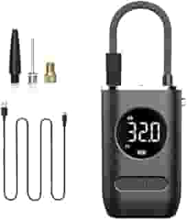 Compressor de Ar Portátil Sem Fio – Com bateria de 4000 mAh, até 150 PSI de pressão, luz de emergência LED e medidor digital. Perfeito para carro, moto, bicicletas, bolas e infláveis.
