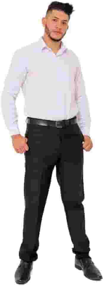 Calça Social Preto Calça de Terno com Fechamento de Colchete de Gancho e Zíper tecido Oxford