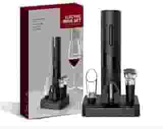 Abridor de Vinho Elétrico a pilha kit Premium – Saca-Rolhas Automático com Cortador de Lacre, Bico Dosador e Tampa à Vácuo | Presente Sofisticado para Amantes de Vinho