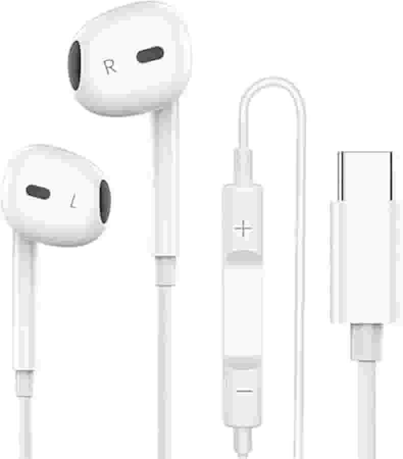 Fones de ouvido tipo C para iPhone 15 15 Pro 15 Pro Max 16 16 Pro Max com fio, fones de ouvido estéreo compatíveis com a maioria dos dispositivos com conector tipo C - DM SHOPP