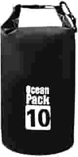 Saco Estanque Ocean Pack 10L Impermeável | Dry Bag para Praia, Trilha, Camping, Canoagem, Stand Up Paddle, Viagem | Bolsa Resistente à Água com Fecho Roll-Top (Preto) (Preto)