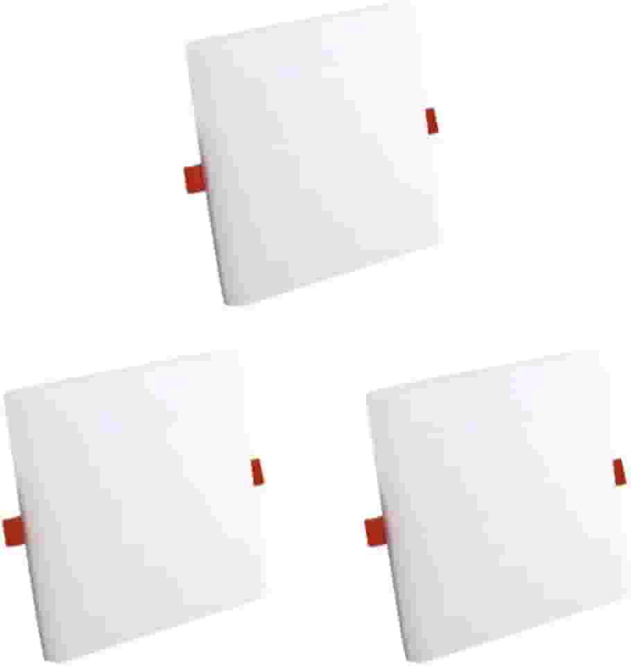 Kit 3x Painel Plafon Frameless Borda Infinita Sobrepor Ou Embutir Quadrado 22x22 36W 6500K Bivolt