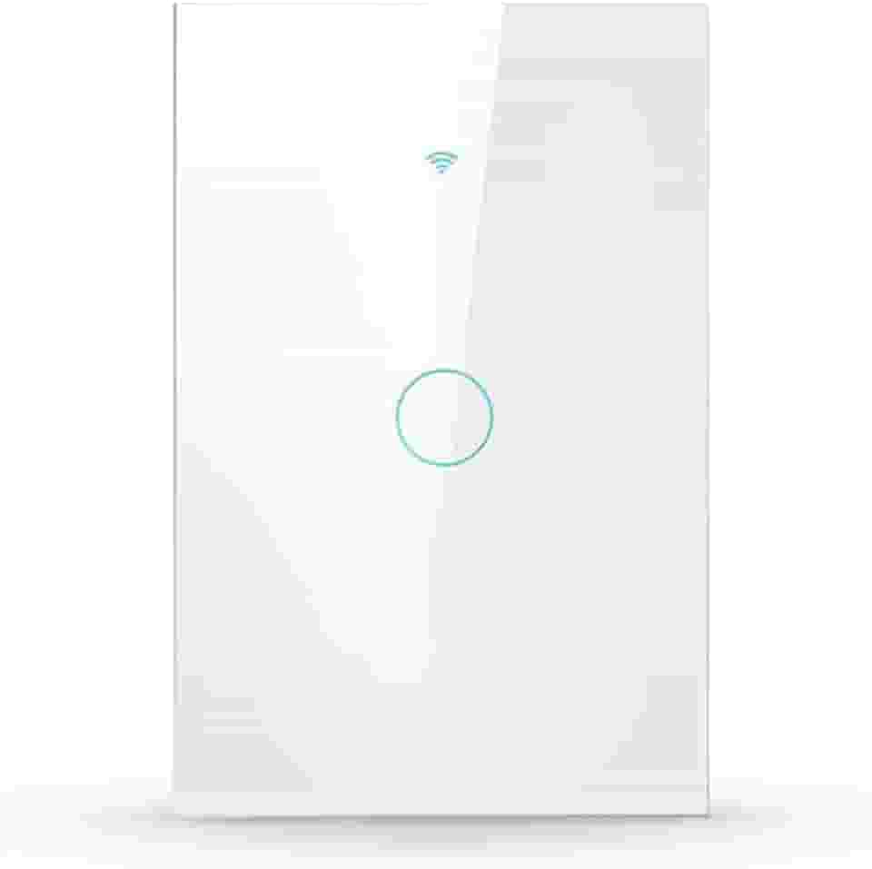 Interruptor Inteligente Wi-Fi Branco 1 Botão 2.4 GHz Smart Touch Bivolt Compatível com Alexa, Google Home, Tuya Neutro Paralelo Virtual
