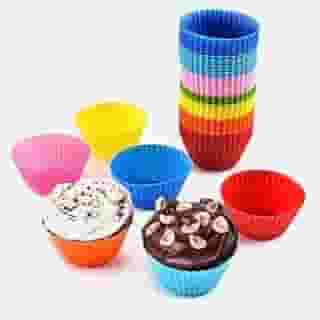 12pcs Forminha Para Mini Cupcake Jogo de Formas para Muffins Forma de Silicone Redondo com 12 unidades Air fryer