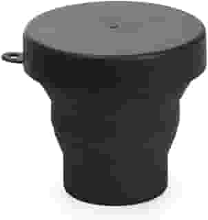 Copo Retrátil de Silicone, 150ml, com Tampa e Argola para Chaveiro, 7,1 x 8,5 cm (Preto)