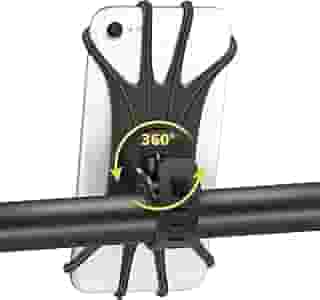 Suporte de celular Smartphone super resistente para moto e bike super resistente e ajustável, suporte de silicone giratório 360º (CINZA)