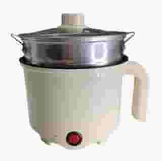 Panela de Arroz Elétrica Portátil 2 em 1 com Camada Dupla Legumes a Vapor- Cozinhe, Frite e Vaporize com Praticidade!