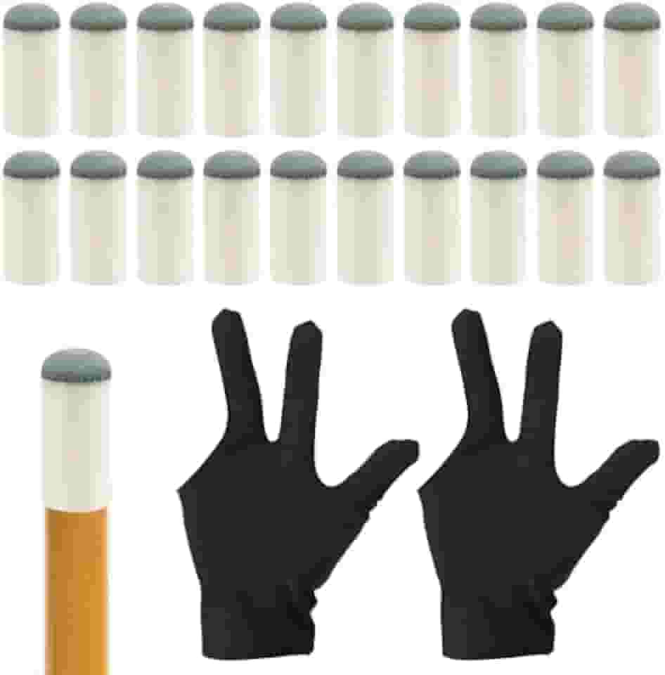 20 peças de pontas de taco de bilhar com 2 luvas de bilhar, pontas de taco de bilhar pontas de taco de bilhar ponta de substituição para taco de bilhar 13 mm para taco de sinuca