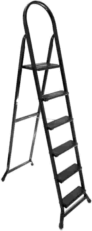 Escada Dobrável 6 Degraus Tipo Tesoura Em Aço Resistente Articulável E Com Antiderrapante