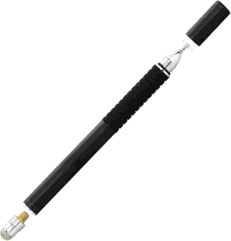 Caneta Stylus Metal Ponta Fina 2 em 1 Tela Touch Screen - Compatível c/Celular Tablet Ipad Iphone Ultrabook Apple Android Universal (Preto)