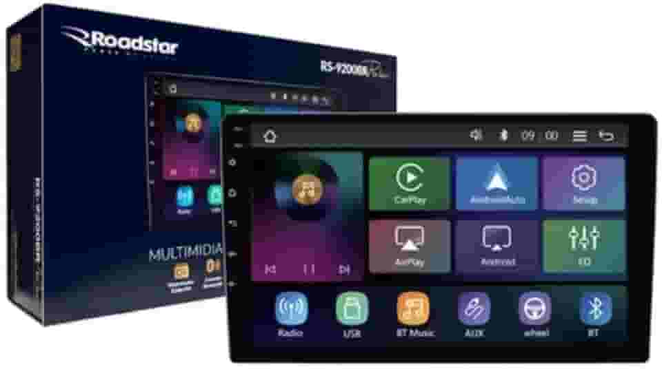 Central Multimídia MP5 Tela 9 Polegadas Roadstar RS-9200BR Pro Line Carplay Sem Fio