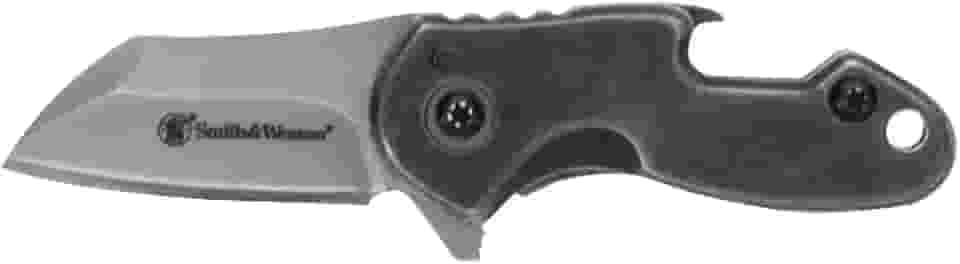 Smith & Wesson Faca dobrável Drive 8,3 cm SS com lâmina Tanto modificada de 3,2 cm e alça lavada com pedra para atividades ao ar livre, tática, sobrevivência e EDC