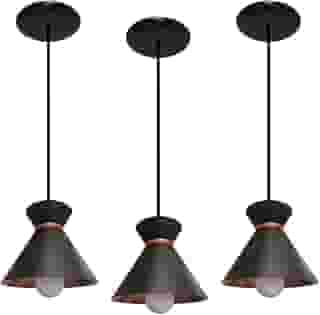 Kit 03 Luminárias Pendente no modelo Rainha Ideal para Balcão cozinha americana, Bancada e Área Gourmet