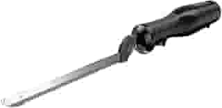 Black+Decker Faca elétrica Comfort Grip com lâminas de aço inoxidável de 17 cm e botão de trava de segurança, ideal para esculpir, fatiar e cortar carnes, pão de peru e espuma artesanal, pode ser