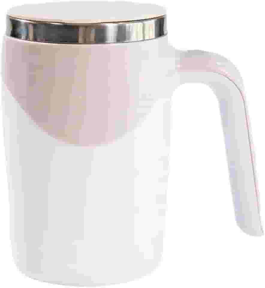 Caneca Magnética Aço Inox Misturadora Automática de Bebidas 380ml, Bateria Recarregável USB, Base Antiderrapante, Copo Elétrico Mixer de Café, Leite em Pó, Shakes, Whey Protein, Achocolatado (Branca)