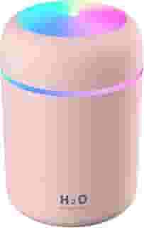 Mini Umidificador de Ar Difusor Aromatizador de Ambiente Aromas e Óleo Essencial Portátil Ultrassonico USB LED Mini Purificador 300 ml Aromaterapia (Rosa)