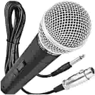 Microfone Dinâmico Profissional Com Fio De 5 Metros 5V Relação 6,5mm P10 Liga De Neodímio Cardióide Unidirecional Cor Preto Para Karaokê Streaming Transmissão LINHA PREMIUM