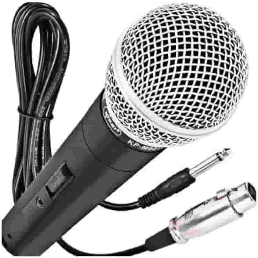 Microfone Dinâmico Profissional Com Fio De 5 Metros 5V Relação 6,5mm P10 Liga De Neodímio Cardióide Unidirecional Cor Preto Para Karaokê Streaming Transmissão LINHA PREMIUM