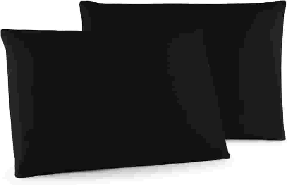 Kit 02 Fronhas Classic Tecido Percal 400 Fios 70x50 cm Antiácaro, Anti-pilling com Toque Macio - Preto