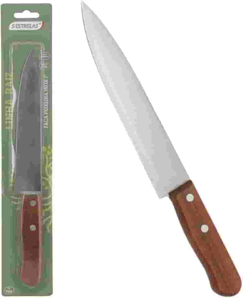 Faca Peixeira Inox 7” Cabo de Madeira e Aço Inox – Corte Preciso para Peixes