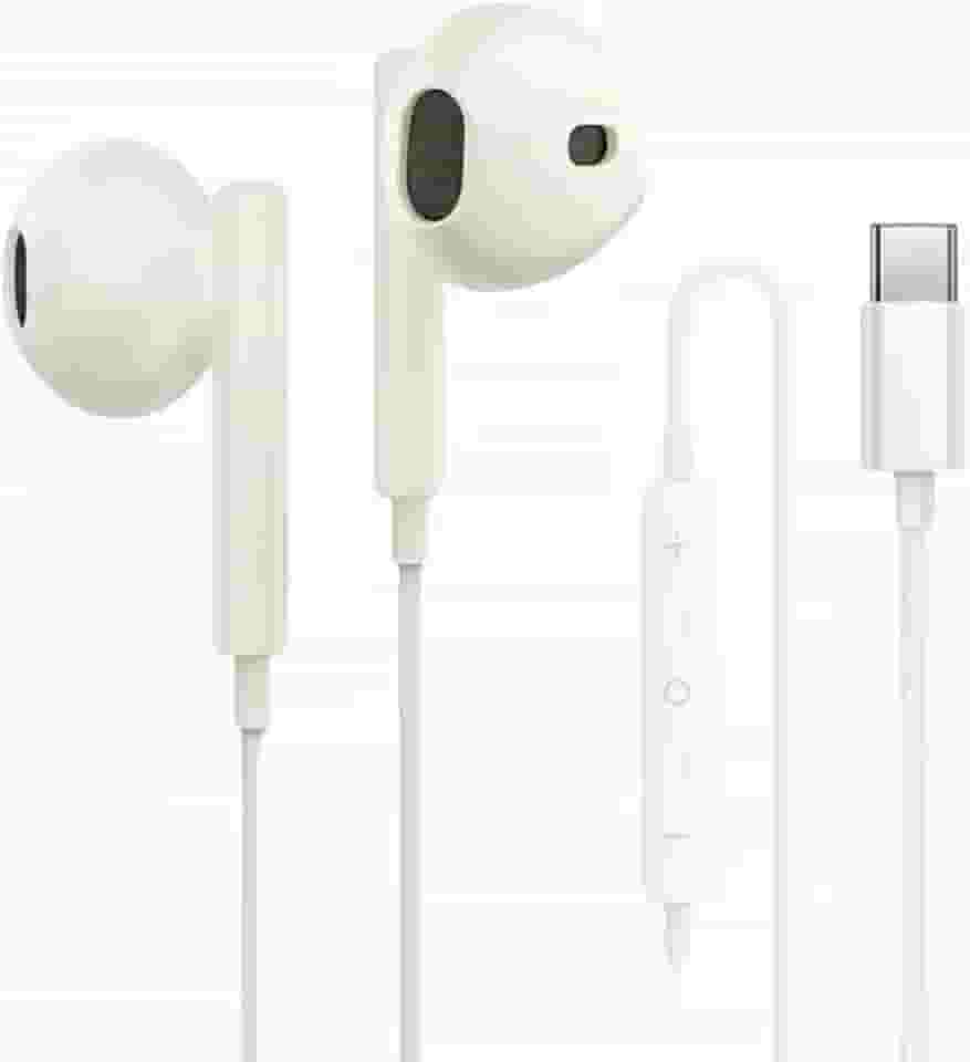 Fone De Ouvido Com Fio Tipo C com Microfone Integrado Áudio Redução de Ruido Cor Branco