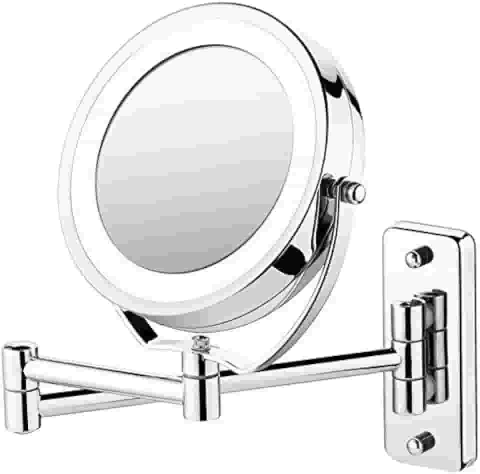 Espelho Articulado Iluminação LED Ampliação 5x Casa Banheiro