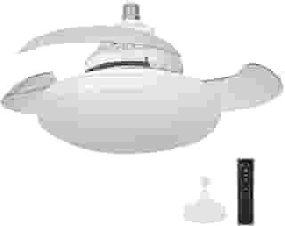 Ventilador de Teto com Controle Remoto Pás Retráteis E27 LED 18W 3 Cores 4 Velocidades Motor Brushless 85-265V
