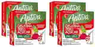 Aptiva Gelatina Zero Açúcar Sabor Morango Silvestre, Kit com 4 Unidades, 12 gramas cada