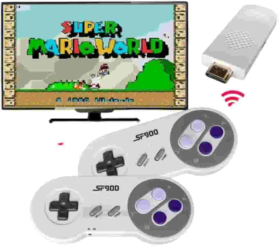 MINI CONSOLE RETRO SUPER NINTENDO COM 2 CONTROLES SEM FIO 4K HDMI COM 2000 JOGOS