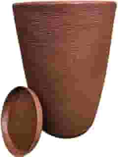 Vaso Grande Para Plantas Cone Grafiato Texturizado Luxo Escovado Jardim (marrom)