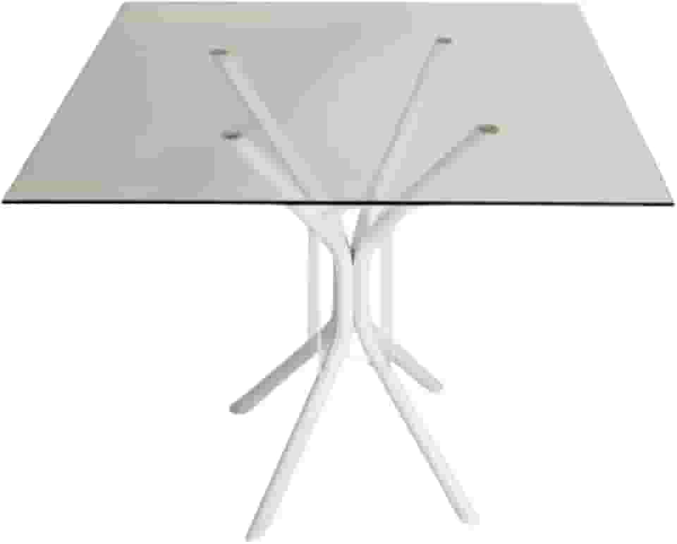 Mesa De Jantar Ana Tamanhos de 60x70x80x90cm Tampo Redondo ou Quadrado Vidro Temperado Espessura 6mm (TAMPO QUADRADO BRANCO, 70CM)