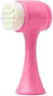 Escova Facial 2 em 1 com cerdas para limpeza profunda e esponja de silicone que massageia e revitaliza a pele do rosto (Rosa Pink)