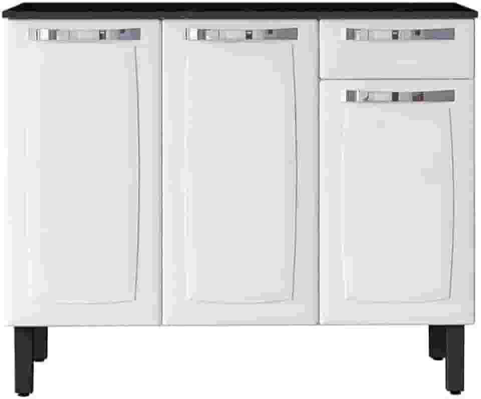 Balcão de Cozinha Itatiaia Aço 3 Portas 1 Gaveta Com Tampo Rose Branco Neve