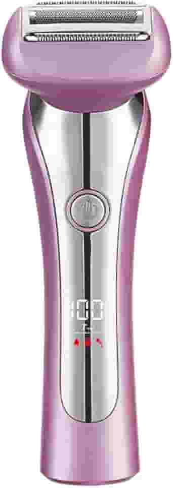 Depilador Eletrico Feminino, Barbeador elétrico suave e sedoso para mulheres, 3 lâminas sem fio lâmina e aparador de biquíni para uso molhado ou seco, rosa