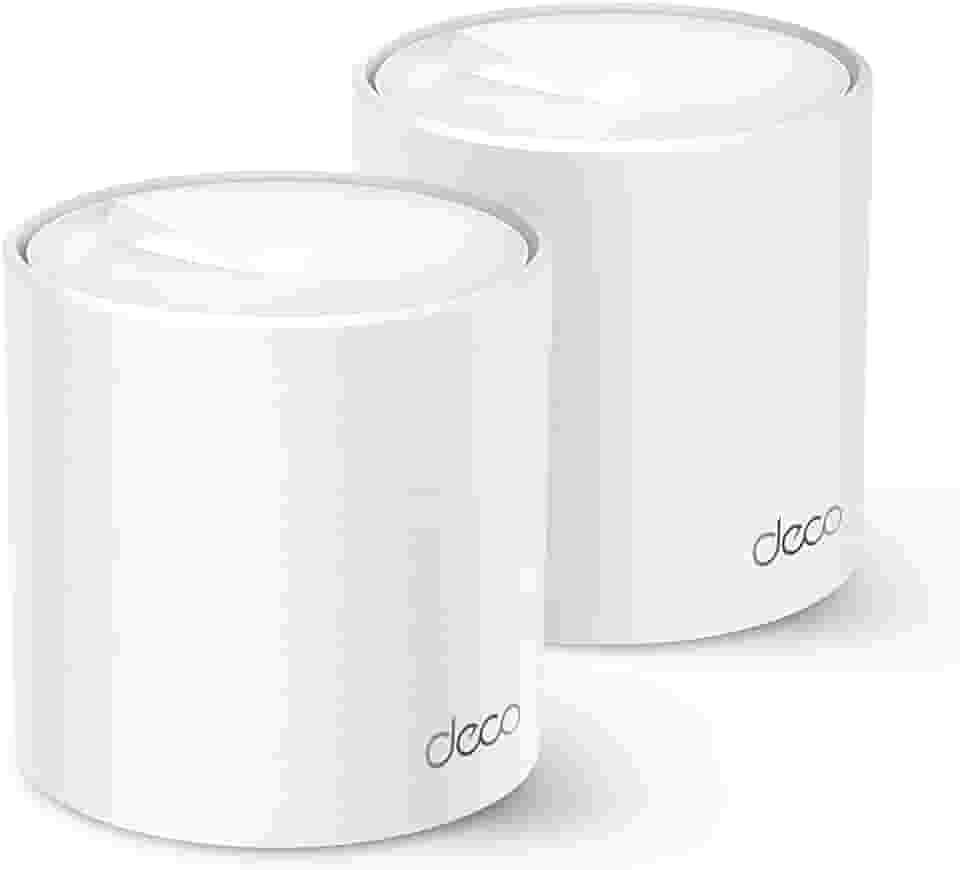 TP-Link Deco X50 (2-Pack) Sistema WiFi 6 AI Mesh AX3000 Dual Band 2,4 GHz/5 GHz, Cobertura de até 420 m², 3 Portas Gigabit por Unidade, Canal de Banda 160 MHz, ODFMA, 1024QAM, Branco.