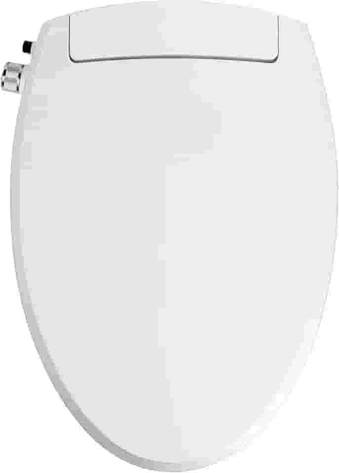 Assento sanitário bidê alongado com fechamento lento, assento de bidê não elétrico com bicos duplos, assento de vaso sanitário alongado, controle de pressão de água, fácil de instalar