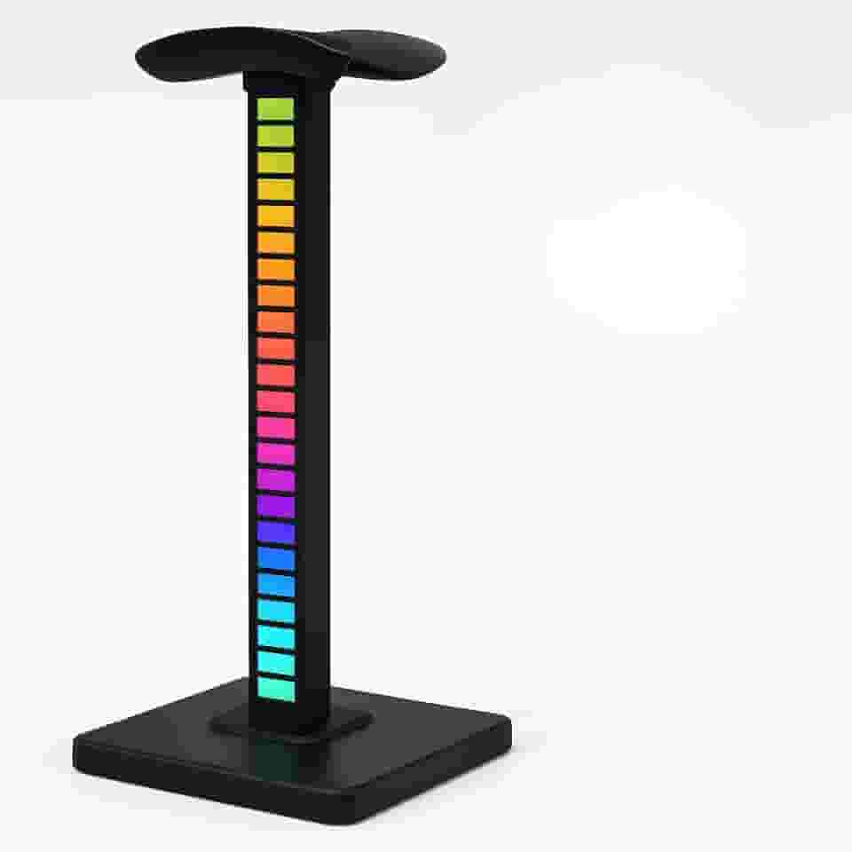 Suporte RGB para Headset Gamer - Iluminação LED - Organizador de Fone de Ouvido, Base Estável para Headset - Acessório Gamer com Luz Colorida e Efeito RGB