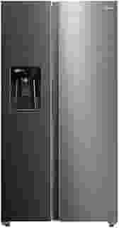Geladeira Side by Side 570L Dispenser Água e Gelo Inverter cor Inox Midea