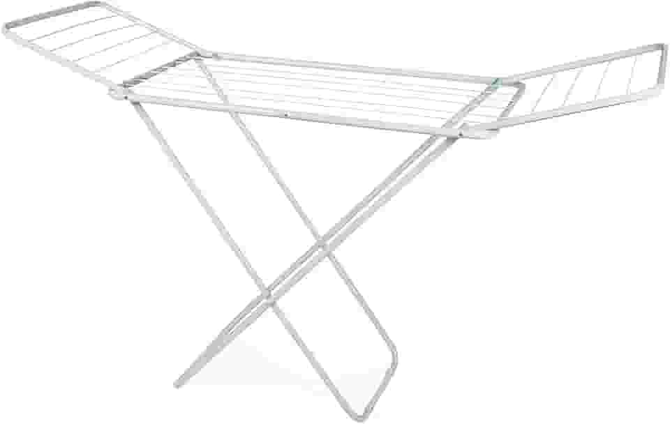 Varal de Chão Dobrável Vertical Branco 185x91x105cm Abas Laterais Diversas Divisórias Portátil Compacto Leve Aço Pintado Organização Roupas Toalhas Lavanderia (GRANDE)