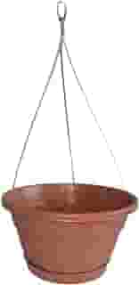 Vaso Cuia 21 Suspenso Com Prato + Cabo de Aço 40cm Vaso Pendente de Parede Para Samambaia Cerâmica Terracota de Plástico Reciclado - 1926